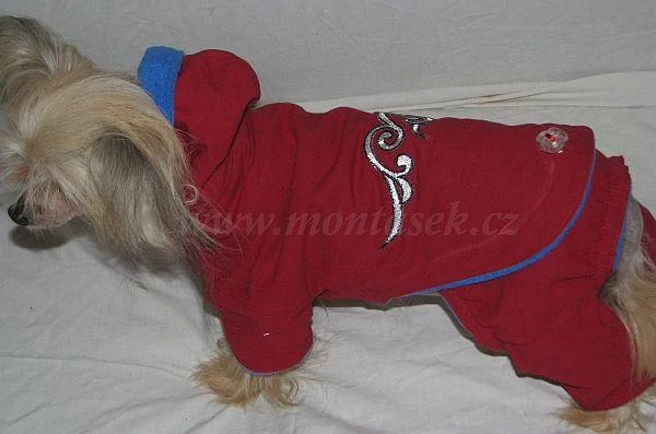 Bunda a odepínací kalhoty pro psa 24-29cm červená