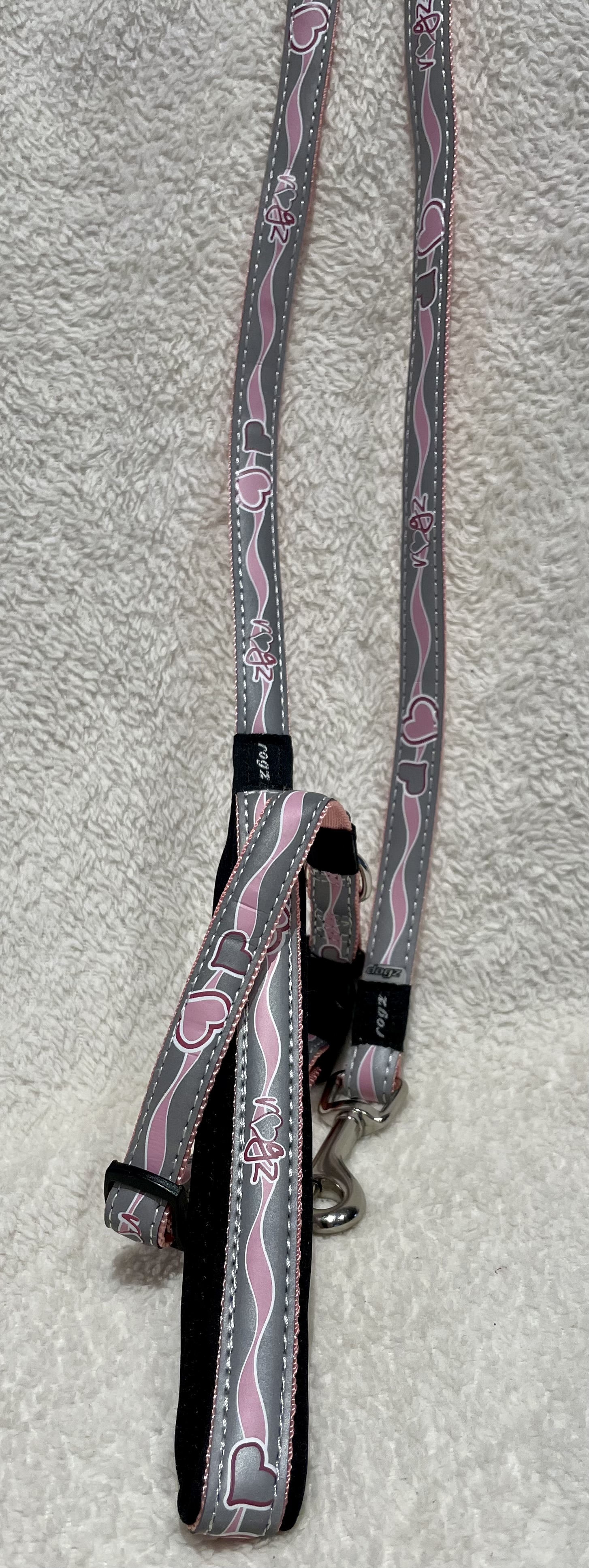 Set vodítko a obojek pro psa růžový podšitý 15mm