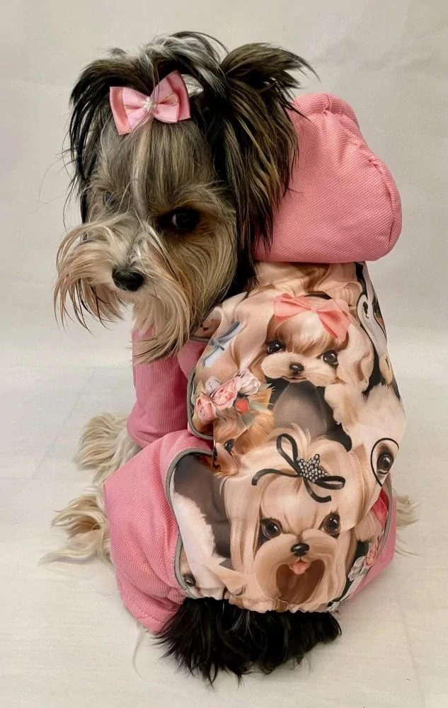 Růžová zimní kombineza pro fenky 25-29cm