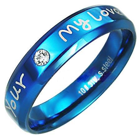 Prsten ocel "My Love" modrý 94