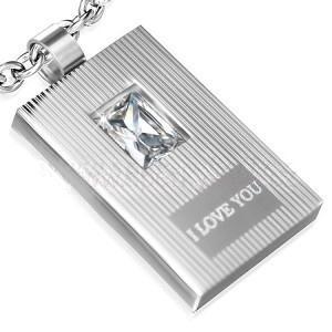 Přívěsek ocel destička I love you 12