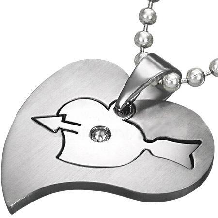 Přívěsek ocel srdce s kamínkem 76