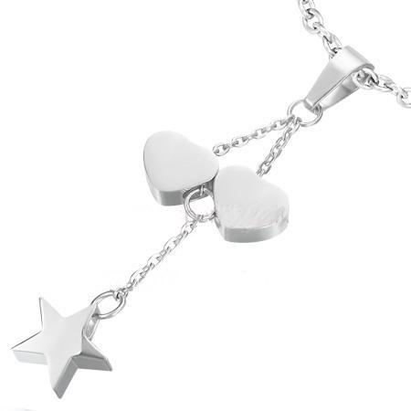 Přívěsek ocel srdce, hvězdička na řetízku  77