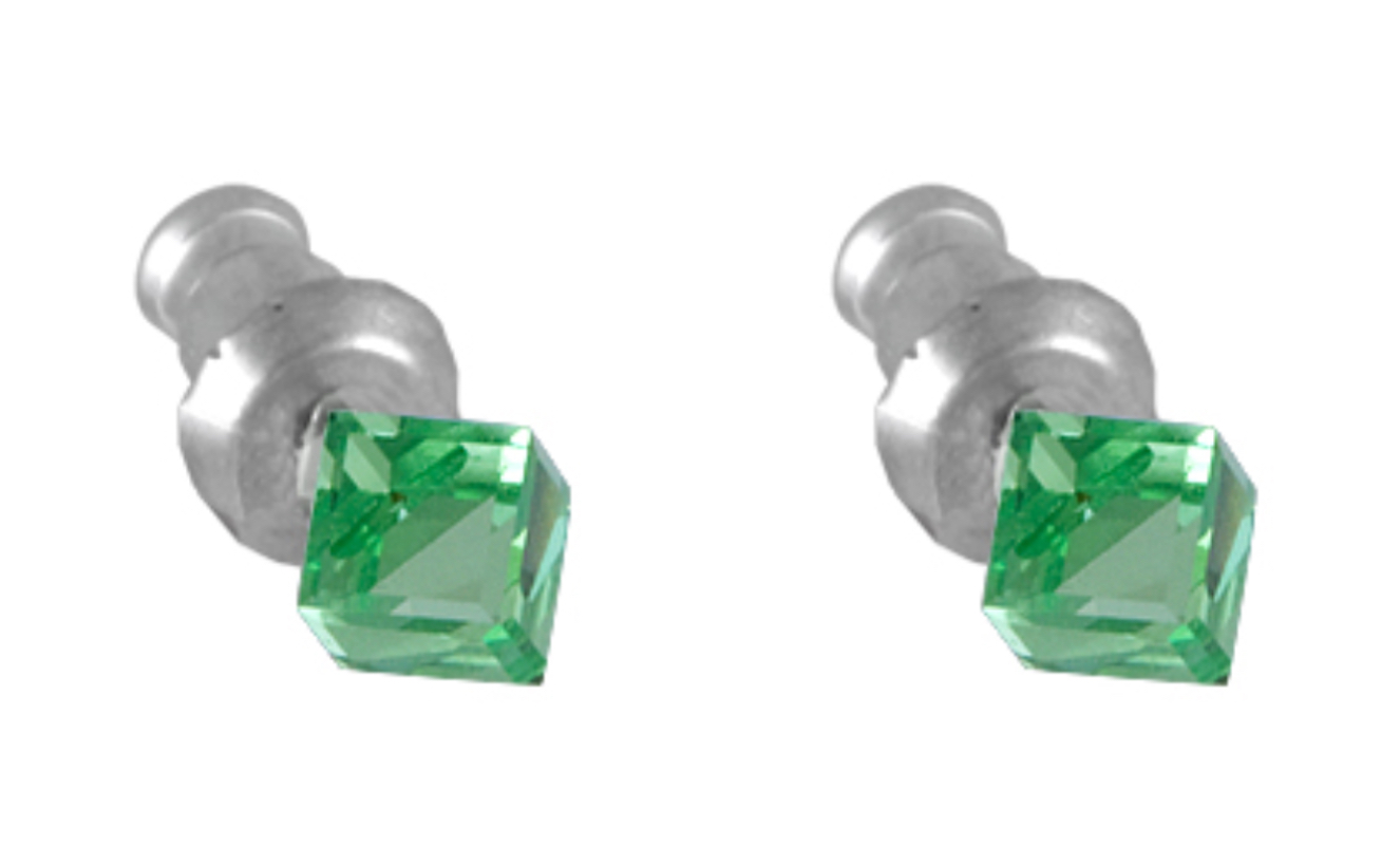 Náušnice Swarovski elements zelené kostky 30