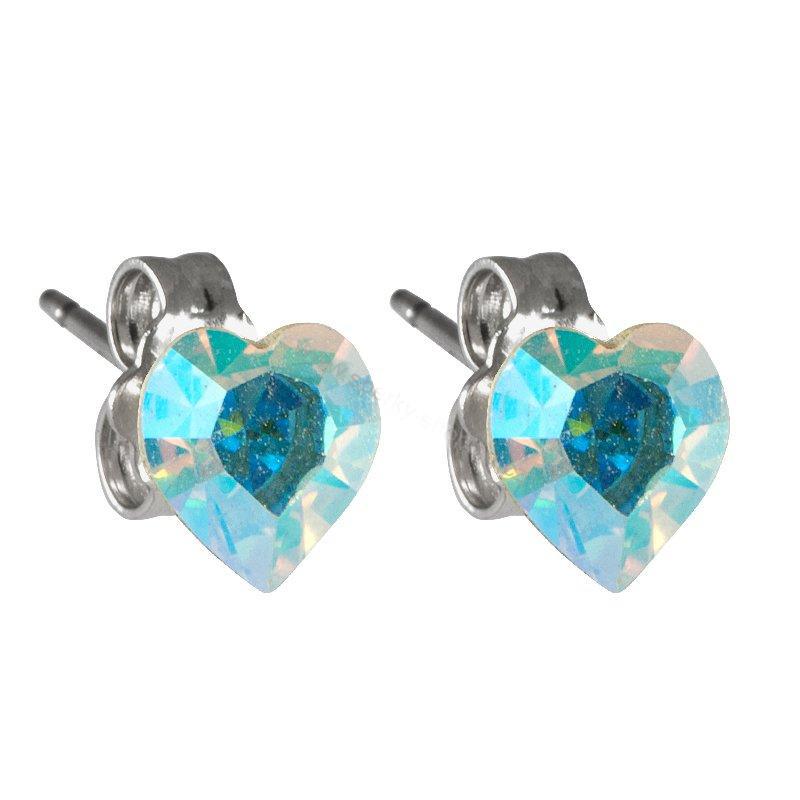 Náušnice srdce AB Swarovski elements