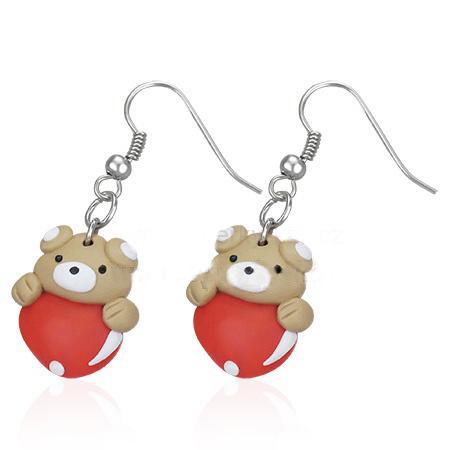 Módní náušnice medvídci srdíčko 88