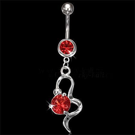 Piercing ocel visací, červený 86