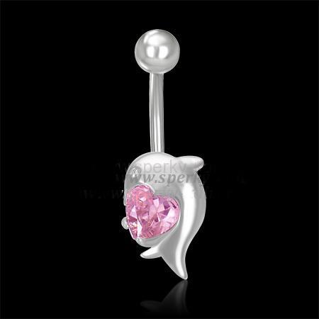 Piercing ocel delfín růžový 06