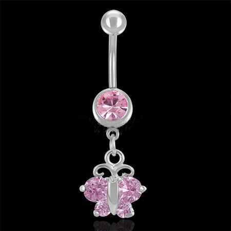 Piercing ocel růžový motýl 09