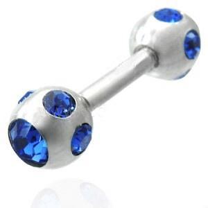 Piercing ocel modré zirkony 832