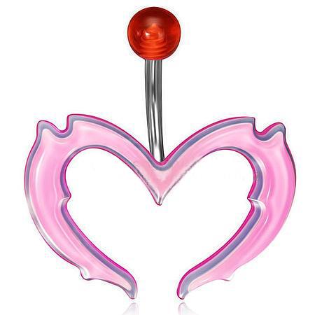 Piercing ocel růžové srdce 62