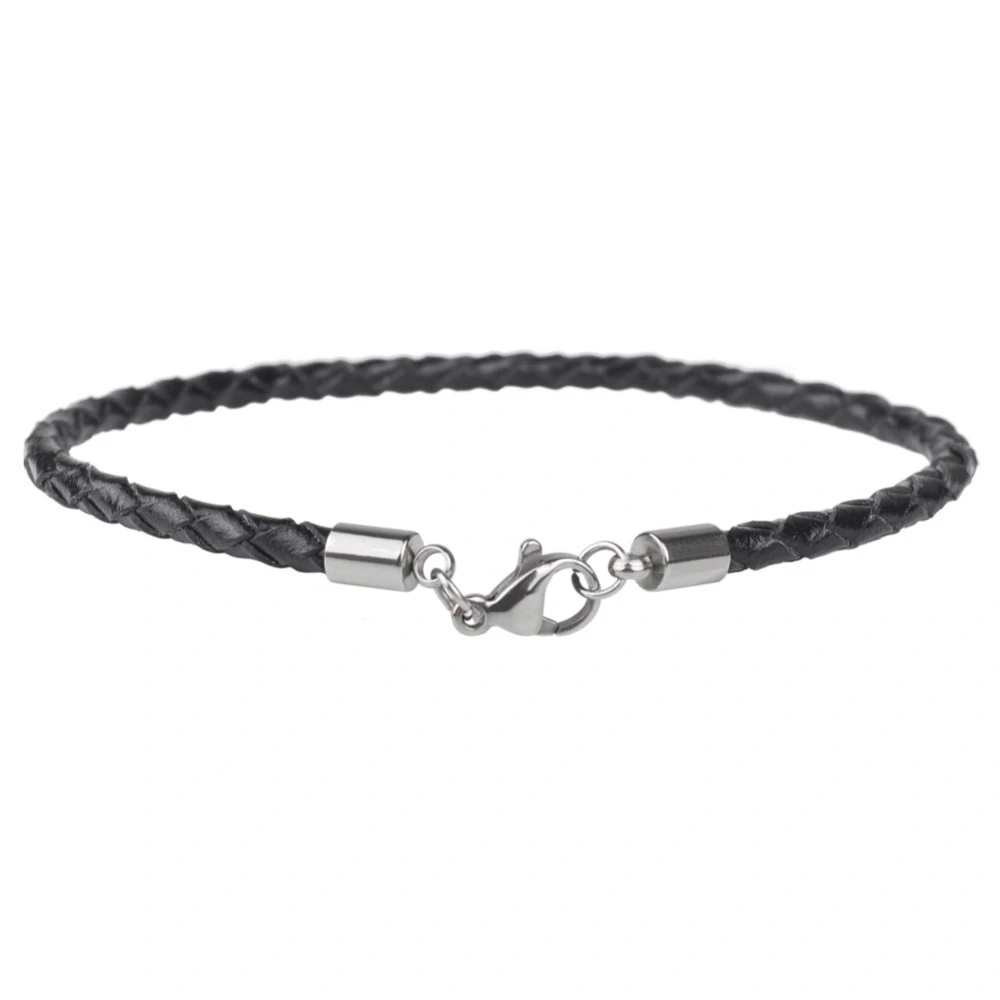 Koženkový splétaný náramek černý