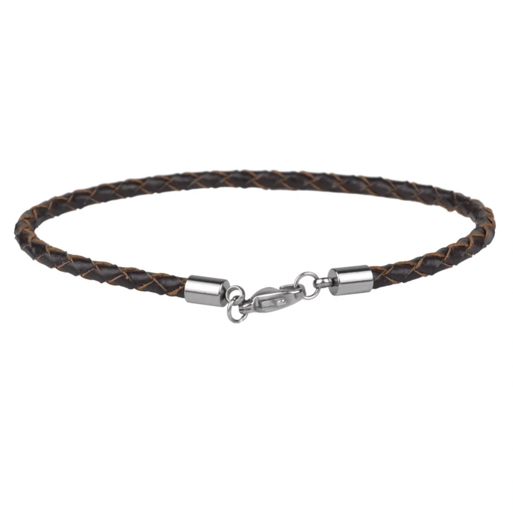 Hnědý splétaný náramek koženka