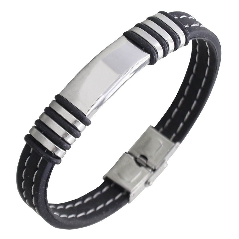 Pánský kaučukový náramek s destičkou