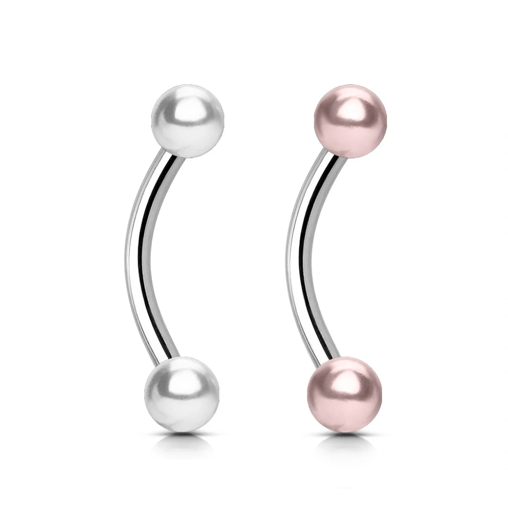 Piercing do obočí růžové perličky