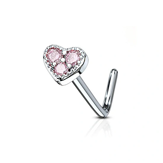 Piercing do nosu srdce růžové