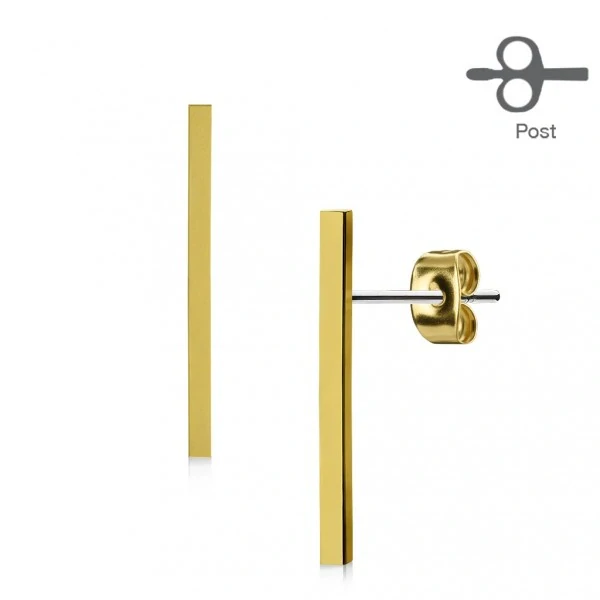 Podlouhlé geometrické náušnice zlacené