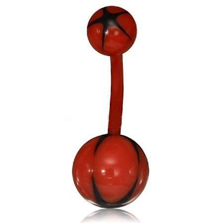 Piercing červený do pupíku 8