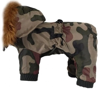 Zimní kombinéza pro psa, maskáč 25cm