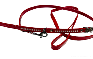 Červená lakovaná sada vodítka a obojku pro psa 10mm