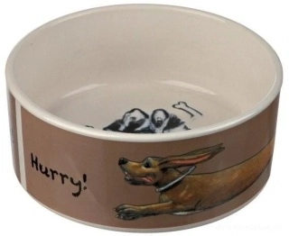 Miska pro psa, keramická se psem