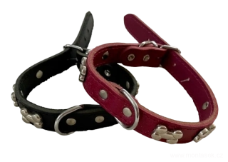 Kožený obojek zdobený - kostičky 20mm černé