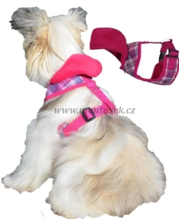 Postroj pro malého psa, s kapucí růžový