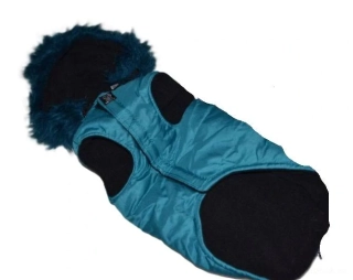 Zimní vesta pro psa s kapucí 36-41cm petrolejová