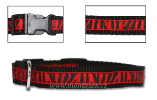 Sada obojek + vodítko zebra červené 14mm