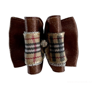 Mašlička hnědá pro psa na gumičce 74