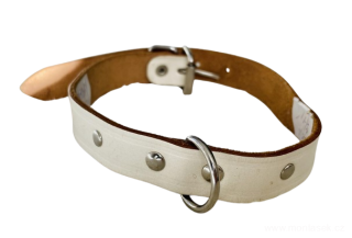 Bílý kožený obojek pro psa 18mm 40cm
