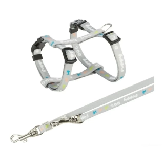 Souprava pro štěně JUNIOR puppy postroj a vodítko šedé 8mm