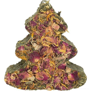 Vánoční pamlsky pro hlodavce, Xmas TREE - vánoční stromeček s mrkví, květy pro hlodavce, 90 g