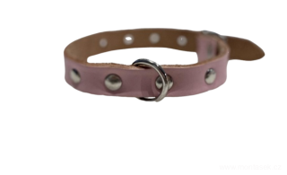 Kožený obojek růžový pro štěně 12mm