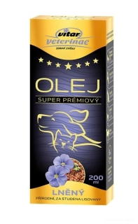 Vitar Veterinae Lněný olej pro psy a kočky na srst a odolnost  200 ml