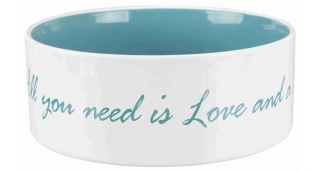 Keramická miska pro psa - Pet´s home keramická miska, krémovo/ petrolejová 0,8 l/ ø 16 cm