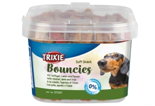 Měkké pamlsky pro psy Soft Snack BOUNCIES mini kostičky kuřecí, jehněčí, dršťky 140 g