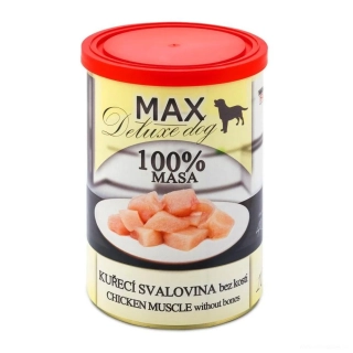 Masové konzervy pro psy MAX Deluxe kuřecí svalovina bez kosti 400g