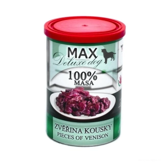 Masové konzervy pro psy MAX Deluxe zvěřina kousky masa 400g