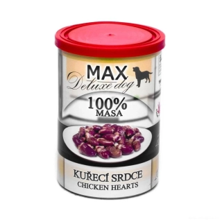 Masové konzervy pro psy MAX Deluxe kuřecí srdce 400g