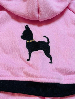 Teplákovka pro psy s výšivkou čivava pro fenky  24-27cm