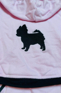 Teplákovka pro psy s výšivkou čivava pro fenky 30-35cm