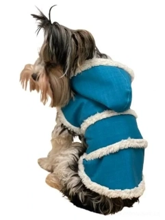 Zimní softshelová vesta pro psa s kožíškem petrolejová 