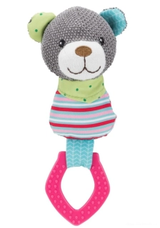 Hračka pro štěně, plyšový medvěd s plastovým kroužkem