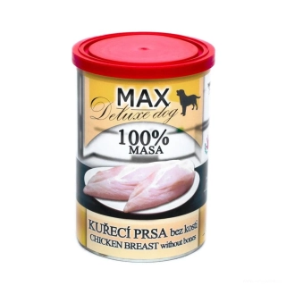 Masové konzervy pro psy MAX Deluxe kuřecí prsa 400g