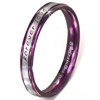 Jemný prsten ocel purple love 49
