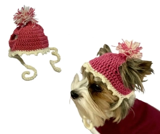 Zimní čepice pro psa s bambulí, více barev