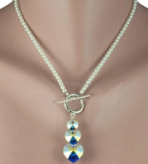 Náhrdelník komponenty Swarovski, se srdíčky
