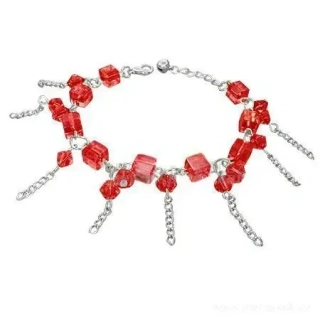 Módní náramek s řetízky červený 92