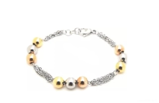 Ocelový náramek barevné kuličky